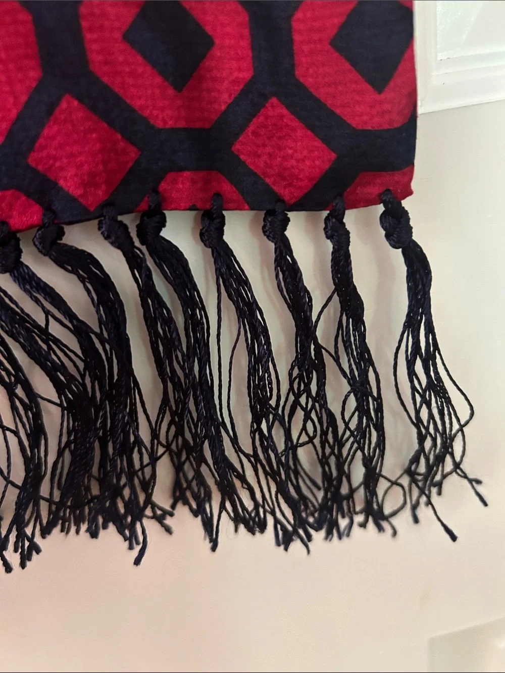 Talbots Black and Red Geometric Fringe Panel